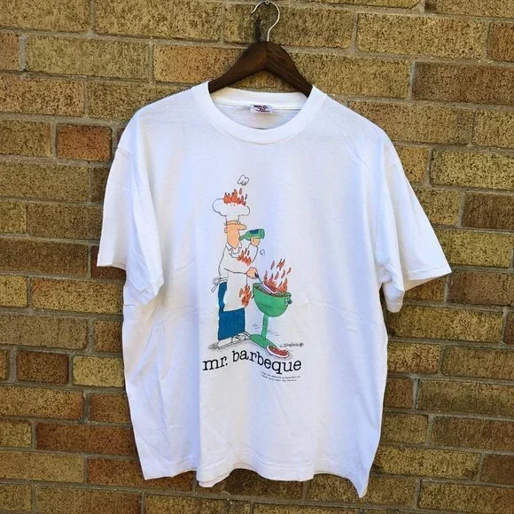 Vintage Single Stitch 1989 Jim Benton Mr. Barbeque Graphic T Shirt XL - Picture 2 of 13